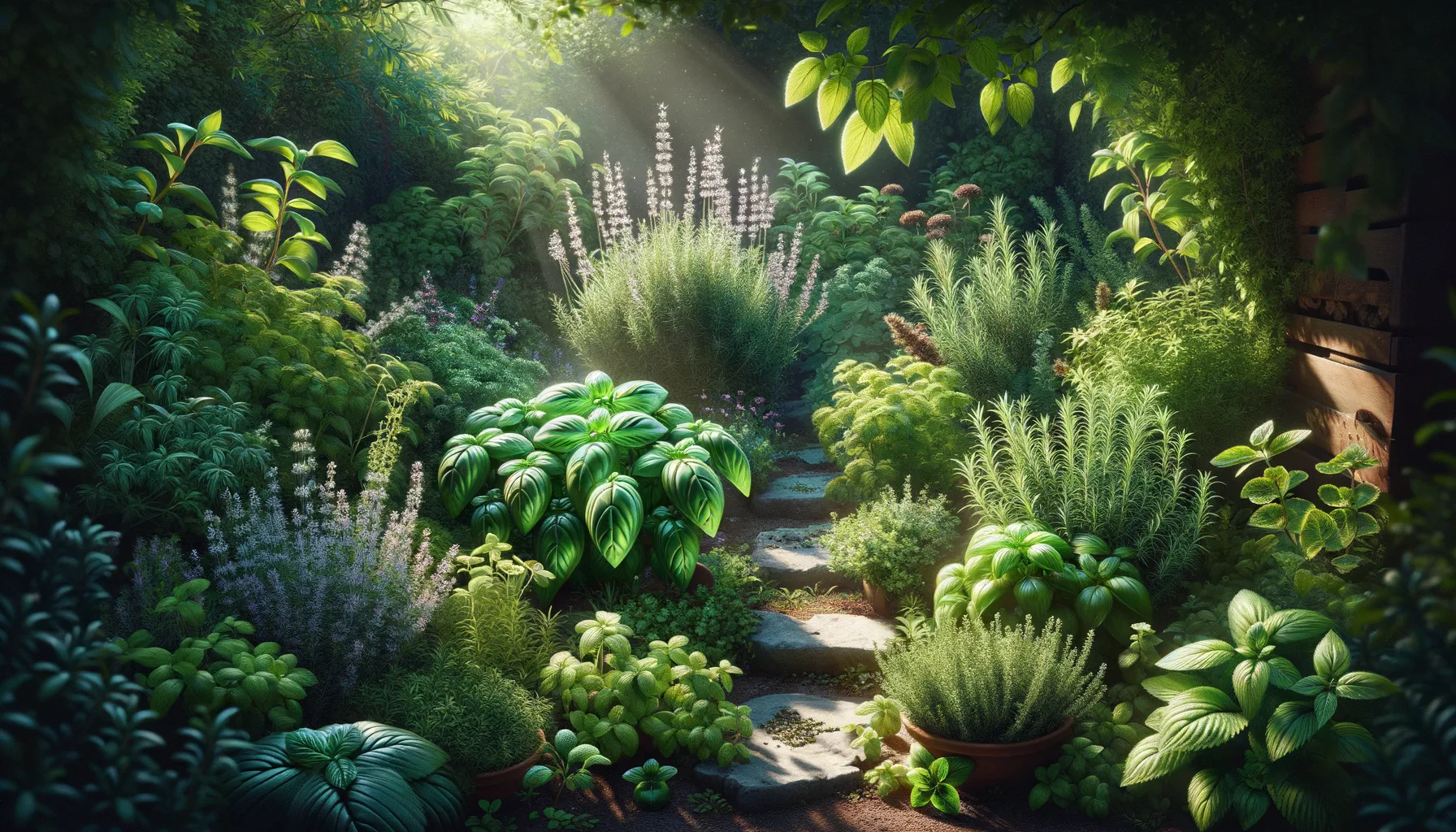 malá zahrádka plná bylinek